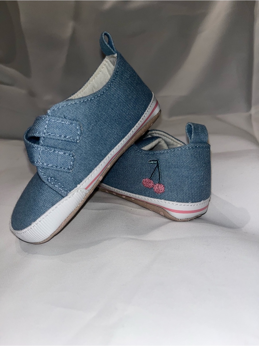 Carter's Baby Girls Chambray Cherry Crib Shoes 9-12M